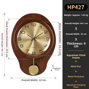 Hense | New Chinese Style Silent Solid Wood Quartz Clock