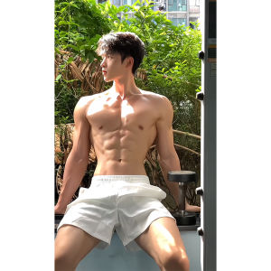 Fitness Training White Short Pants Shorts Mens Summer Sweat Absorbing Breathable Pure Cotton Pants Athleisure 3 Points Beach Pants