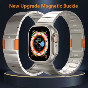 Upgrade Magnetic Buckle Strap+Case for Smart Watch VS8 Ultra Max TW8 Ultra S8 Max F81 i8 S8 Ultra Max 49mm 45mm Titanium Color Adjustable Stainless Steel Bracelet