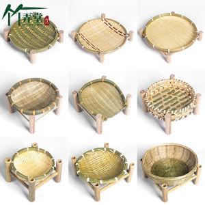 Handwoven Bamboo Basket round Fruit Snack Basket Waiter Serving Plate round Tray Hotel Restaurant Decorative Storage Basket