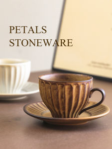 Rustic Japanese Style Ceramic Coffee Cup And Plate Set for Breakfast Italian Latte Art American Coffee Tea Water