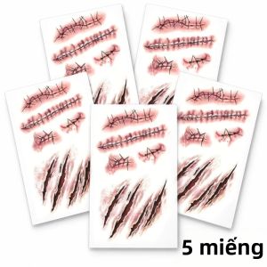 Miếng Dán Hình Xăm Giả 3D Vết Thương Chảy Máu Halloween Trang Điểm Vết Thương Giả Thực Tế Cho Mặt Và Cơ Thể Đạo Cụ Chơi Khăm Đáng Sợ Dùng Trang Trí Tiệc Tùng