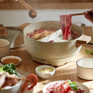 220V Electric Hot Pot Two-flavor Hot Pot 5L Household Multi-function All-in-one Pot Small Electric Cooker Electric Hot Pot