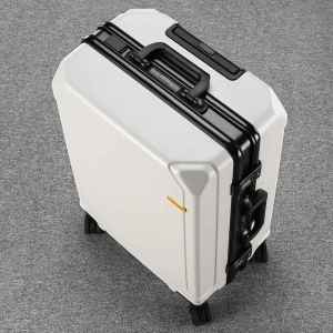 Aluminum Frame Luggage Suitcase Travel Password Lock Business Leather Box Large Capacity Fashionable Men Women Student Bag