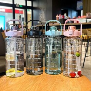 2-liter plastic water bottle straw sports fitness cup large portable travel water bottle