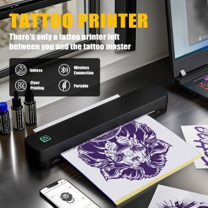 Wireless Portable 8-Inch Thermal Tattoo Printer Includes Transfer Sheets - for Smartphones PCs Home Travel Office & Creative