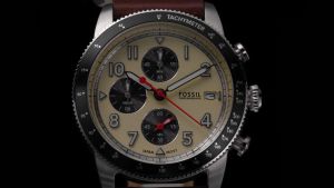 Đồng hồ nam Fossil SPORT TOURER Chronograph mặt số 42mm màu kem dây da LiteHide FS6042 - màu nâu