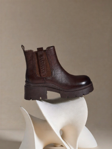 Belle | Warm Lined Leather Chelsea Boots Thick Sole Cigarette Boots