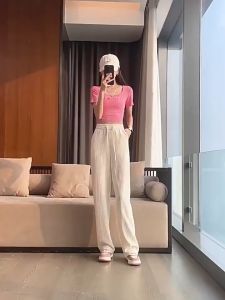 Buy 1 Take 1 Drawstring Pants For Women Baggy High Waist Pants White Long Trouser Wide Leg Trouser