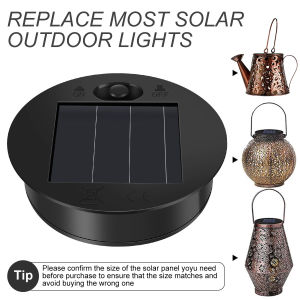 Solar Lantern Light Replacement Top with 30 LED String Light LED Solar Panel Lantern Lid Round Solar Lights Replacement Part