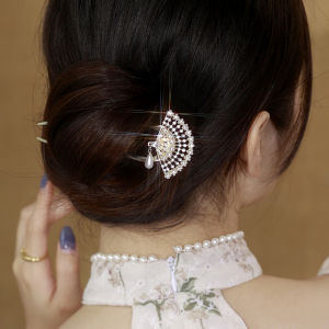 Basiya Elegant Fan-Shaped Pearl Cheongsam Hair Comb Hairpin