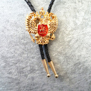 Gold Plated Bohemian Leather Necklace for Men Casual Workwear Fashion Accessory with Alloy Pendant Outlining Design