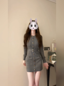 Slim Fit Long Sleeve Knitted Dress French Style High Waist A-Line Short Skirt for plus Size Women Autumn Season Casual Wear