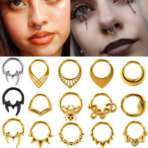 1/3PCS Sets Moon Waterdrop Snake Septum Piercing Clicker Flower Nose Rings 16G Segment Cartilage Daith Hoop Earring Jewelry Gift
