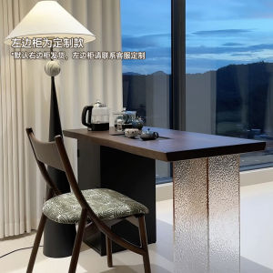 Modern Minimalist Acrylic Floating Tea Table Set Vintage Style Solid Wood Tea Desk for Balcony Home Furniture Living Room