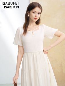 isabufei | Đầm Dây A Elegante Giúp Gầy Dáng Tay Bồng Vải Voan