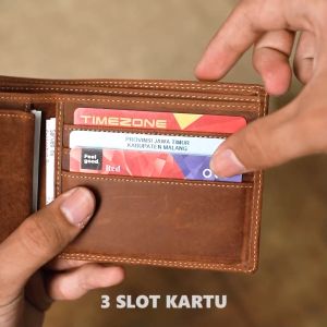 Dompet Lipat 2 3D Pria Simple Distro Keren Kulit Sapi Crazy Horse Dalaman Kulit Untuk Gaya Santai Ceda EGLS
