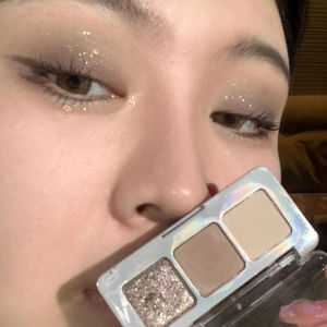 Portable Mini Three-Color Cement Grey Eyeshadow Palette Matte And Shiny Sequins Natural Depth Eye Makeup Beauty Enhancing Tools