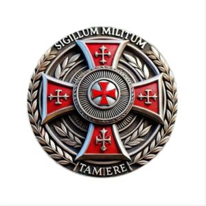 CIFbuy | Retro Medieval Templar Pattern Round Metal Keychain Portable Ornament for Bag Car Stylish Daily Decoration Gift