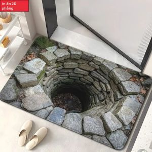 Thảm Chùi Chân Ảo Ảnh Quang Học 2D VIKAMA Với Hiệu Ứng Thị Giác Ishii Thảm Trải Lối Vào Chống Trượt Thảm Tắm Có Thể Giặt Được Để Trang Trí Nhà Cửa - Polyester