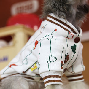 Pure Cotton Pet Clothes for Dogs And Cats Teddy Cat Spring Autumn Striped Baseball Sweater Winter Full Cotton Hoodie