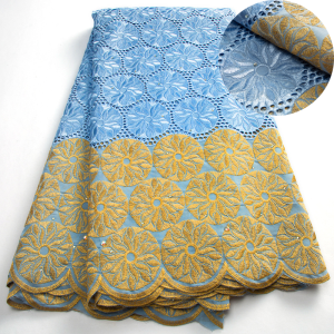 Clearance Sale Embroidery Nigerian Cotton Lace Fabric 2024 High Quality Swiss Voile Lace African Fabric 5Yards for Women A3484