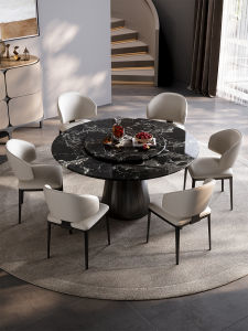 DELIANSHANGPIN | Natural Luxury Black Rose Round Rotatable Dining Table