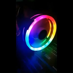 YGT 1260 RGB FAN DOUBLE RING LED Rainbow 120MM computer Case Chassis Cooling Ring CPU Fan