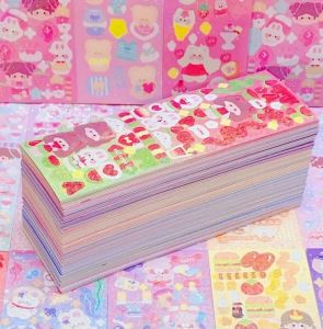 Set 100 tấm sticker dán nhiều màu sắc size 12x4cm