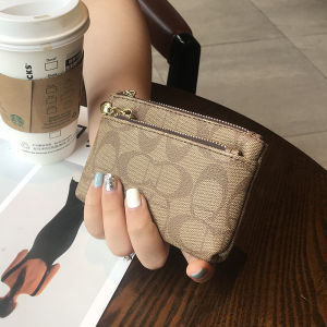 Ultra-Thin Mini Womens Wallet Zipper Coin Purse Fashionable Compact Design European Style PVC Material Pure Color Pattern