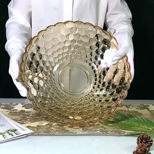 kokepope European style Crystal Glass Fruit Plate Bowl Food Display Serving Tray