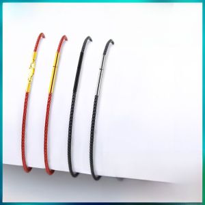 1.5mm Extremely Fine Carrying Strap Beaded Square Buckle Bracelet Waterproof Steel Wire Woven Red Rope Men and Women Couple