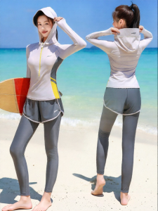 XTEP | Women Conservative Slimming Swimwear Long Sleeve Long Pants 2PCs