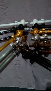 Double Pipa FullSet Batang Ulir dan Garis Mahkota Besi Tiang Gorden Tirai Pintu Jendela