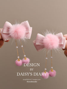 Kids Chinese Ancient Style Bows Hair Ball Hair Clip Girls Hair Accessories Little Girls Hair Pin Baby New Year Han Dynasty Headdress Flower