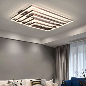 Modern Ceiling Light Dimmable Chandelier Rectangular Ceiling Light Flush Mount LED Ceiling Light With Remote For Living Room Diningroom Bedroom