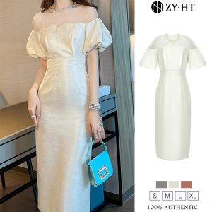 ZYHT EraVogue Womens Dress Cream Dress Black Grey Puff Sleeve Dress Work Dress Hiso Dress Vintage Dress Dress Party Dress Evening Dress 21288