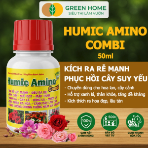 Phân Bón Lá Humic Amino Combi GreenHome Chai 50ml Kích Ra Rễ Bật Chồi Cho Hoa Và Cây Cảnh
