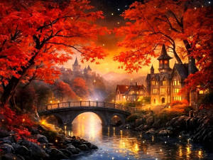 Huacan Autumn Nature Scenery Diamond Painting Tree Mountain 5D Diy Full Square Round Drill Mosaic Art River Rhinestone Pictures