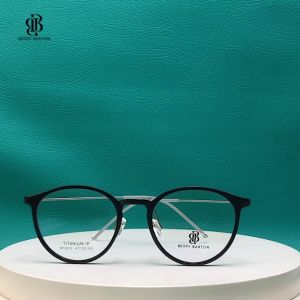 Berrybarton Kacamata Bulat Titanium TR90 Lensa Minus Anti Radiasi Bluecromic Pria Wanita M10010