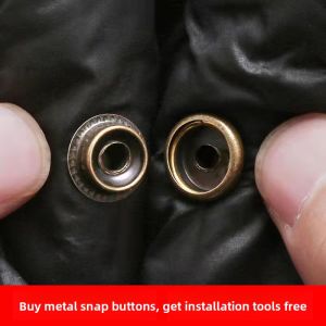 Seamless Metal round Copper Buttons for Jeans Large Clothes Invisible Mother-Child Clasp Fastener No-Sew Dark Color