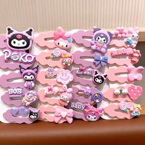 Sanrio 5pcs Hair Accessories Cute Kuromi My Melody Cartoon Kawaii Girl Hairpin Bangs Clip For Kid