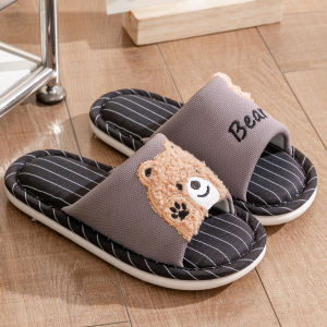 Girls Indoor Anti-slip Soft Bottom Linen Slippers Spring Autumn Summer Four Seasons Childrens Slippers Princess Style Embroidery