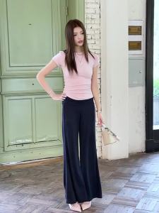 Slimming Pink Short Sleeve Round Neck T-shirt