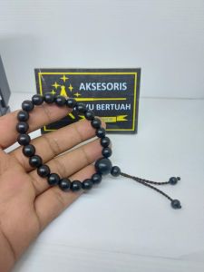 Gelang tasbih kayu galih kelor butiran bulat