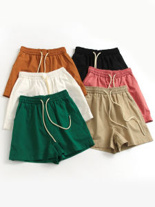 Pure Color Minimalist Drawstring Elastic Waist Baggy Straight Trousers Slim Fit All-Matching Casual Pants Womens Pants Shorts Summer S415