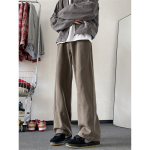 Retro American Style Mens Jeans Loose Straight Casual High Waist Zipper Fly Classic Blue Denim Straight Leg Long Trousers