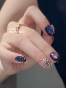 Handmade Punk Style Purple Cat Eye Millennium Retro White Enhancing Nail Art Wearable False Nails Dark Color Series Chinese Origin