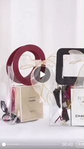 PVC tote bag round tote bag transparent plastic bag net red with gift bag happy candy Christmas gift radium shooting tote bag gift bag
