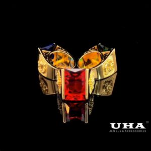 N81 Nhẫn nam UHA - Nhẫn nam phong thủy đá màu- với thiết kế đá hình vuông- mạ vàng 18k bền màu- kieru dáng sang trọng